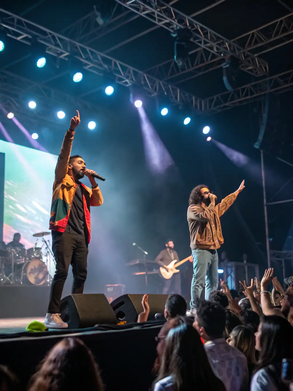 An image capturing the energy of the Emerging Artists Tour, showing artists performing in different cities and interacting with local communities.